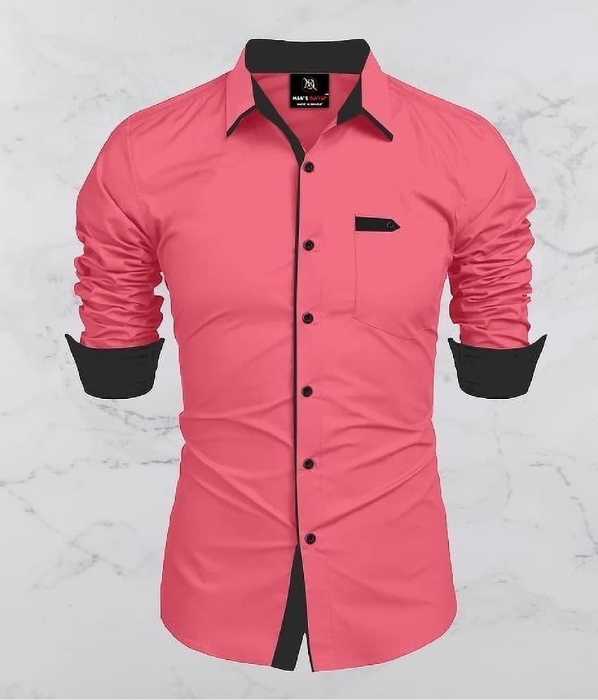 MAN'S SUITUP Cotton Blend Regular Fit Solids Full Sleeves Men's Casual Shirt - Pink ( Pack of 1 )