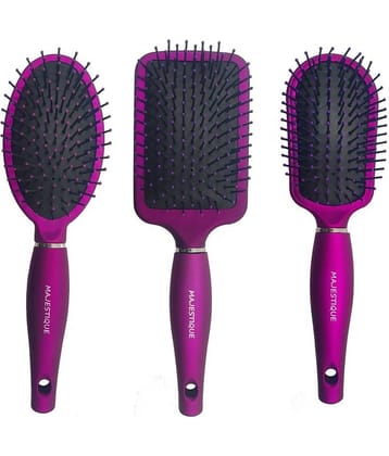 Majestique 3Pcs Hair Brush Set Purple Series Styling Brush For Women & Men