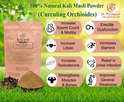 Dr. JPG  Organic Herbals Natural Kali Musli Powder, Black Musli Powder-100g | Chlorophytum Borivilianum | Nelatadi | ISO & GMP Certiffied. (Pack Of 1)