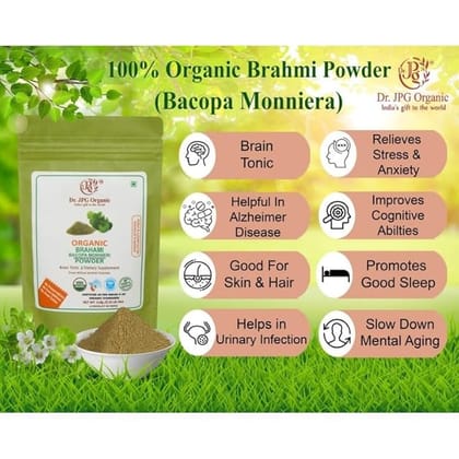 Dr. JPG Organic Herbals  Brahmi Powder | Bacopa Monnieri | INDIA ORGANIC Certified | 114g | Pack of 2