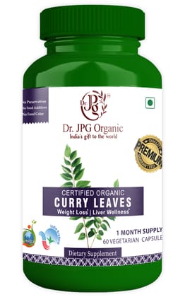 Dr. JPG Organic Herbals Curry Leaves Capsules Liver Wellnes 60 Veg. CapsulesI/INDIA ORGANIC Certified