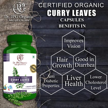 Dr. JPG Organic Herbals Curry Leaves Capsules Liver Wellnes 60 Veg. CapsulesI/INDIA ORGANIC Certified