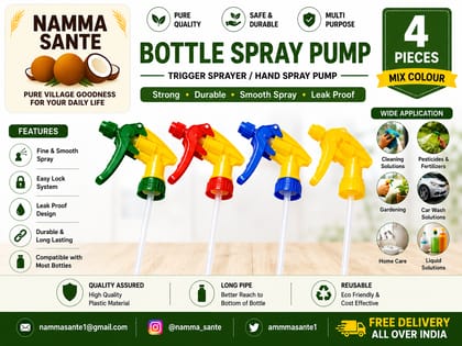 Bottle Spray Pump, Trigger Sprayer, Hand Spray Pump, Plastic Spray Nozzle, Liquid Spray Trigger 4pieces 120gm