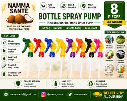 Bottle Spray Pump, Trigger Sprayer, Hand Spray Pump, Plastic Spray Nozzle, Liquid Spray Trigger 8pieces 240gm
