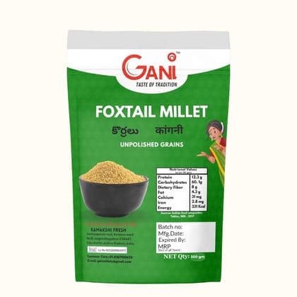 Gani Foxtail Millet Unpolished Grains - korralu - 500g