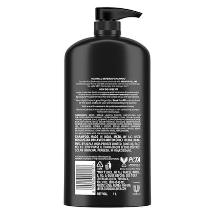 TRESemme Hairfall Defense+ Shampoo 1000ml With Keratin Fillers | Longer and Stronger hair | Prevents Hair Fall due to Breakage | Paraben-Free (Pack of 2)