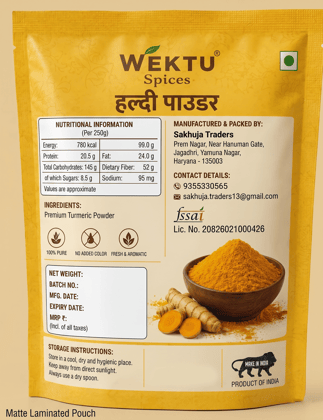 WEKTU Haldi Powder  | Pure Turmeric Powder | Natural & Fresh Kitchen Spice