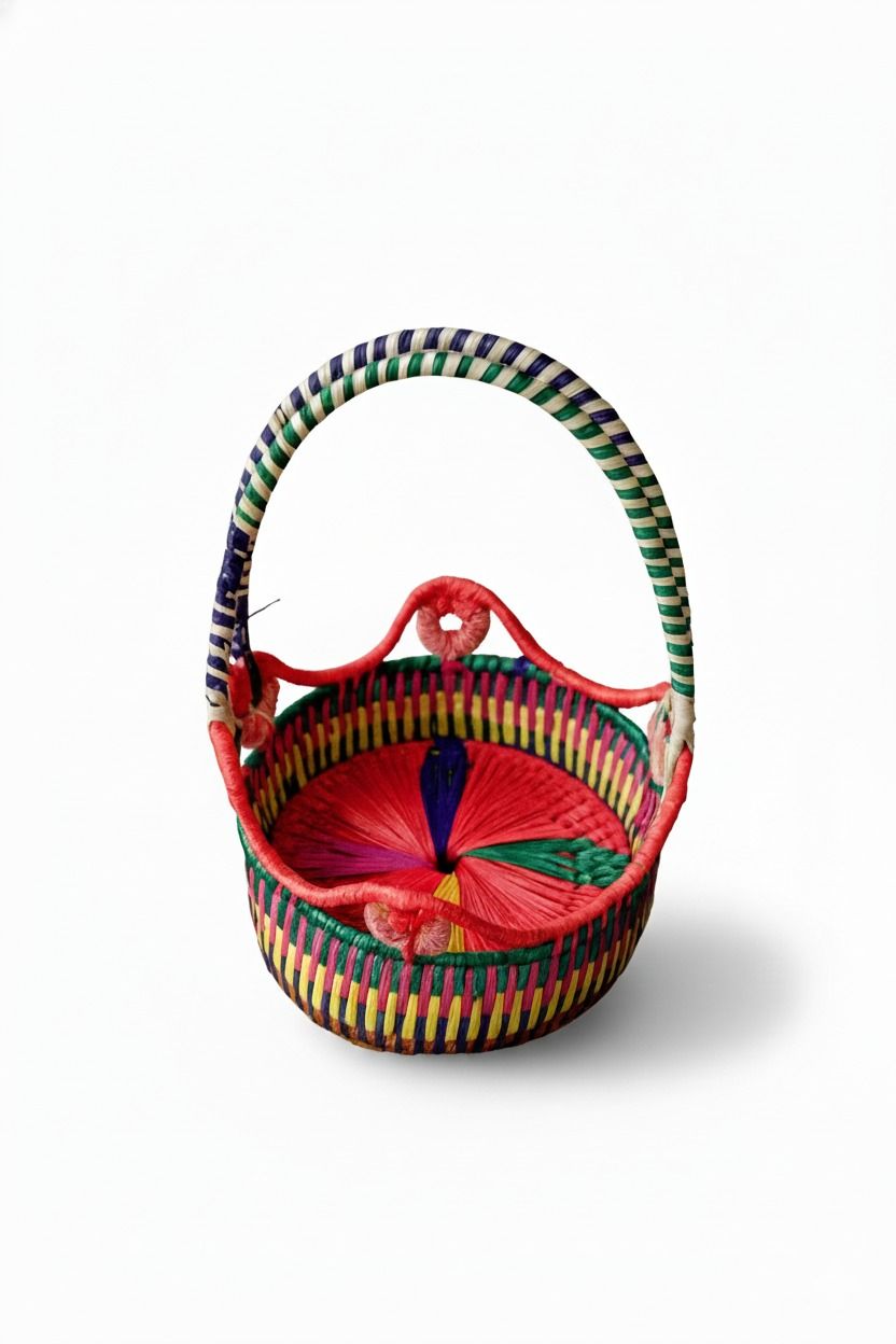 FarmCrane Handwoven Palm Leaf Pooja & Flower Basket
