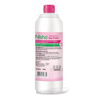 Nisha Refreshing Rose Water for Face 1000ml, Rose Water Face Toner for All Skin Types, Makeup Remover Gulab Jal for Face