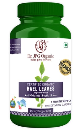 Dr. JPG Organic Herbals Bael/Bel Patra Leaves Capsules For Detoxification 60 Veg Capsules | Aegle Marmelos | INDIA ORGANIC Certified (Pack Of 1)