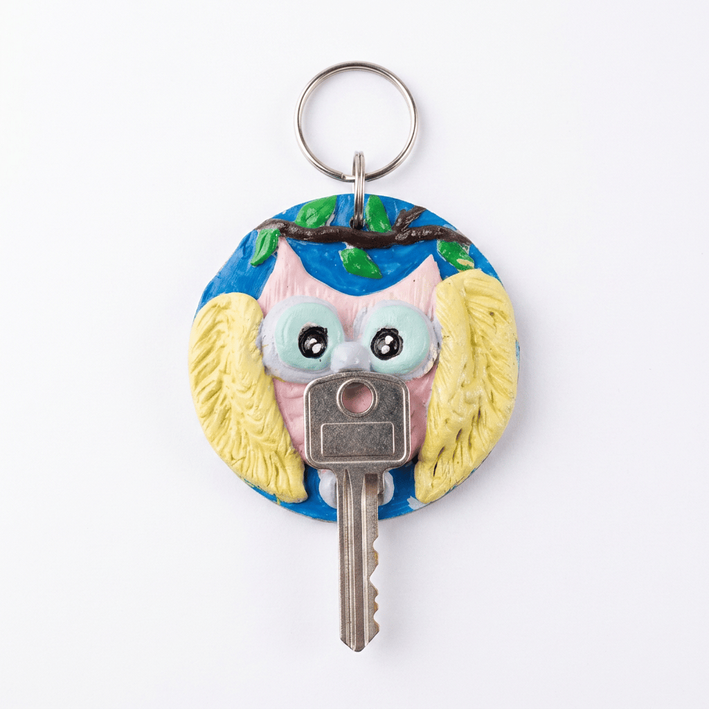 Charming Owl-Themed Keychain with Silver Key Ring