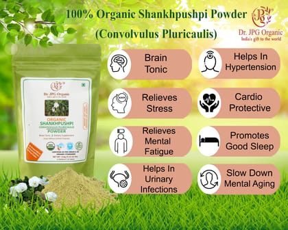 Dr. JPG Organic Herbals  Shankhpushpi Powder-114g (Pack of 2)/ Convolvulus Pluricalis/Memory Wellness/INDIA ORGANIC certified.