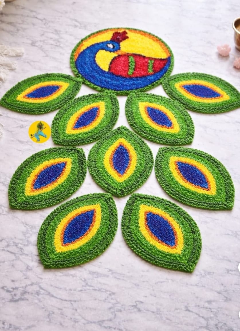 Mor-Pankh Fabric Rangoli Carpet - 9 Pcs