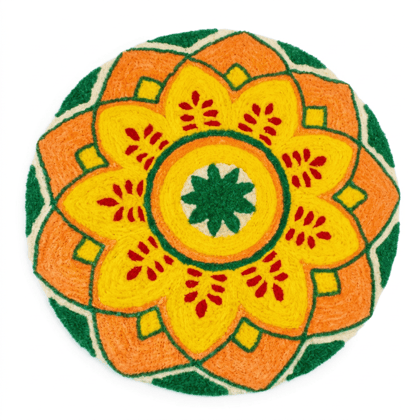Round Tufted Wool Mandala Rug Wall Hanging