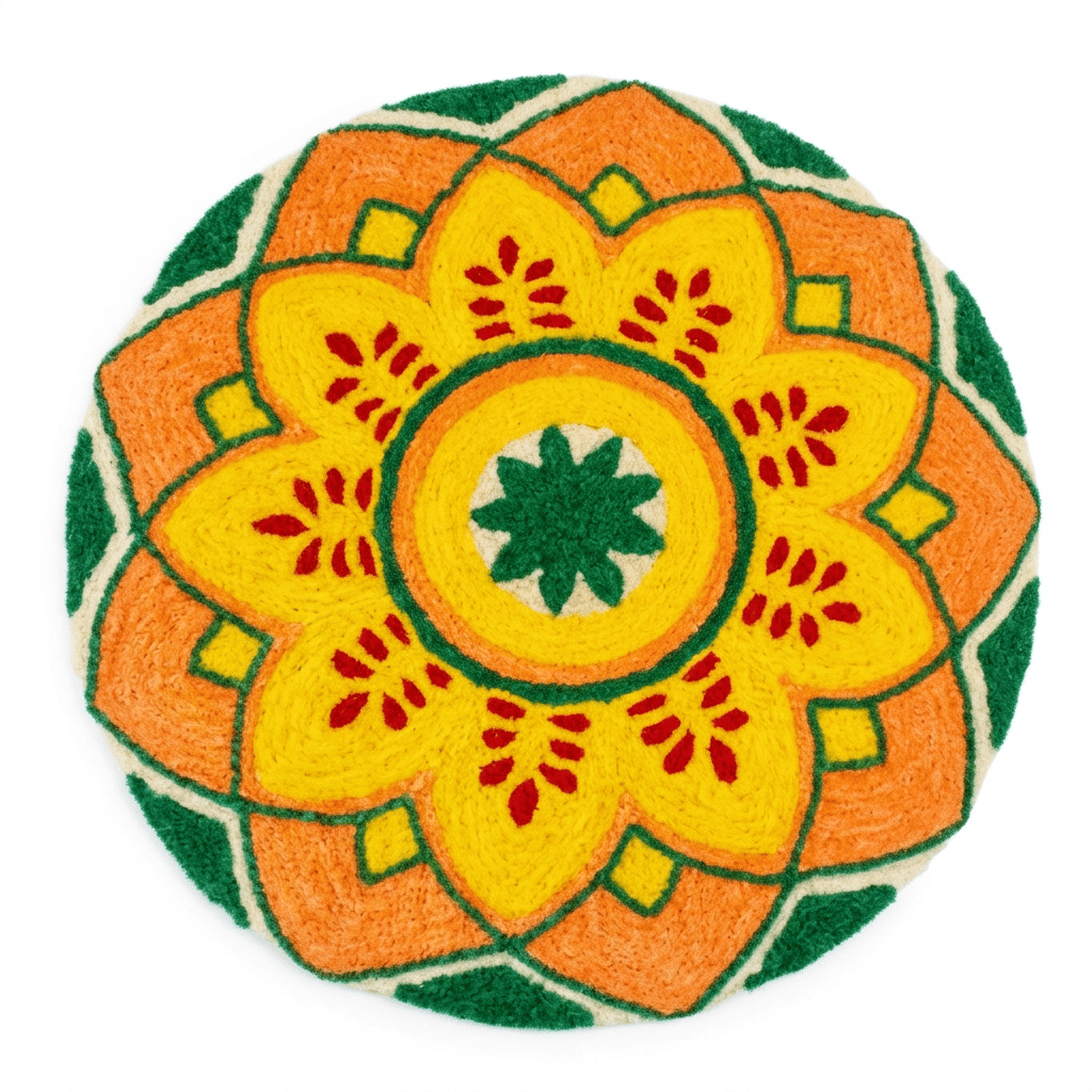 Round Tufted Wool Mandala Rug Wall Hanging