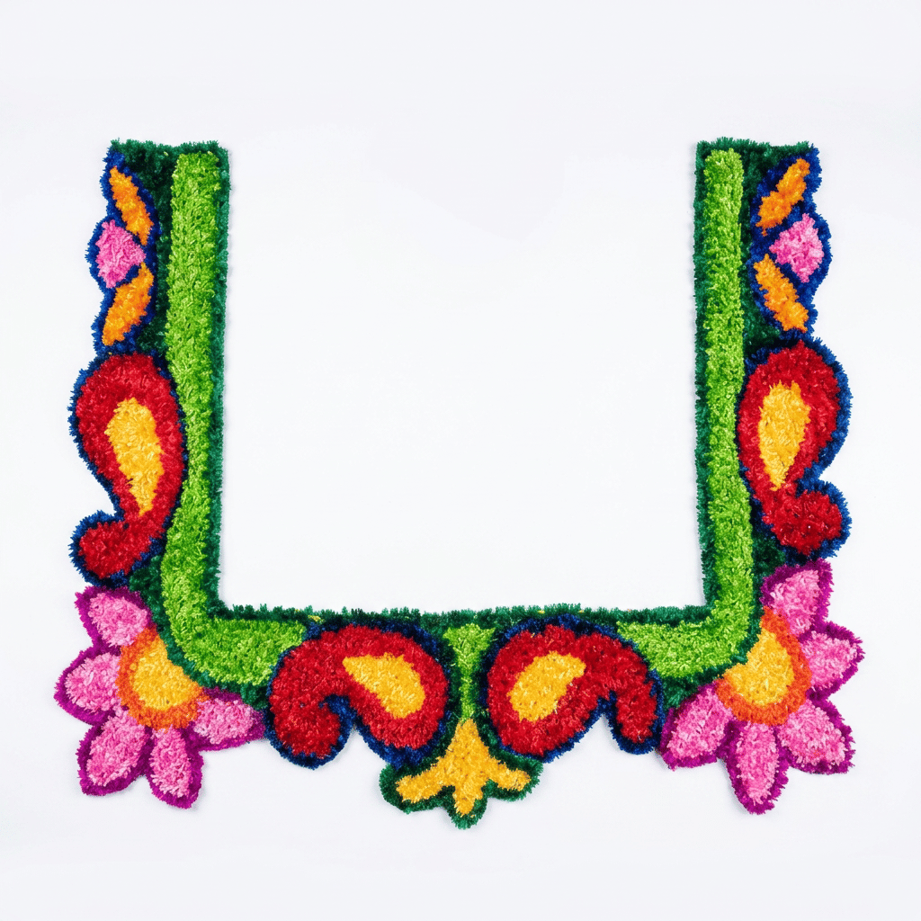 Handmade Tufted Punch Needle Embroidery Toran and Wall Hanging