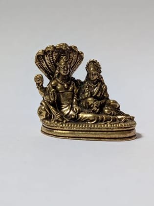 Miniature Brass Vishnu Lakshmi Anantashayana Murti