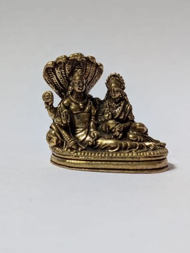 Miniature Brass Vishnu Lakshmi Anantashayana Murti