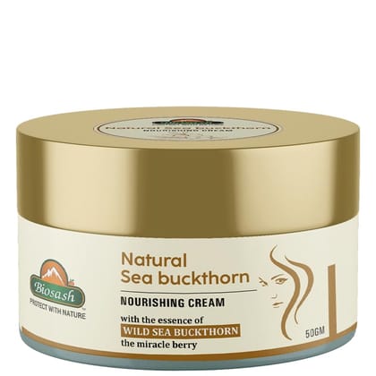 Biosash Natural Seabuckthorn Nourishing Cream 50g | Herbal Face Cream with Organic Seabuckthorn Berry Oil, Vitamin C & E | Hydrating Moisturizer for Anti-Aging, Skin Brightening & Daily Skincare