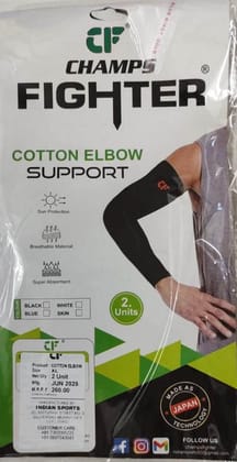 CF Champs Fighter Elbow Support,Elbow SLEEVE for Workouts, Golfers and Tennis Elbow, Arthritis, Tendonitis, Cricket and other sports, Free Size (Pack of 2)