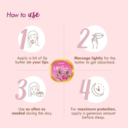 ELHAE Nourishing Lip Balm | Glossy Sheen with Desi Ghee & Organic Ingredients in Rose Flavor| Rich Hydration � 30g