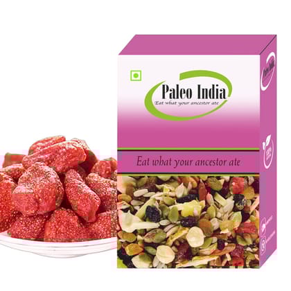 Paleo India 500gm Dried Strawberries| Sweet  Chewy & Natural Treat |Healthy Juicy Snacks| Perfect for Snacking, Baking & Desserts