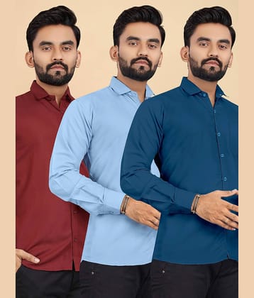 ALY JOHN Cotton Regular Fit Full Sleeves Men's Formal Shirt - Multicolor 13 ( Pack of 3 )