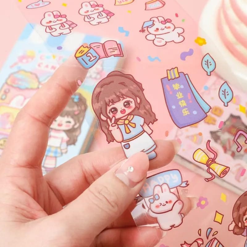 Cartoon Theme Self Adhesive Stickers for Paper Kids Stickers-20 Sheets for Project Scrapbooking Crafts & Classroom