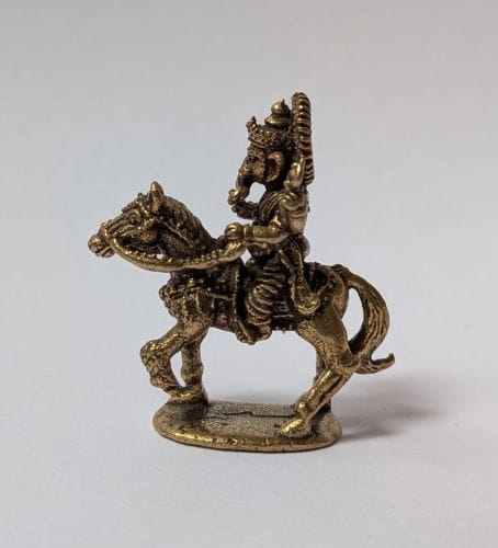 Small Brass Ganesha Idol Riding a Horse Statue