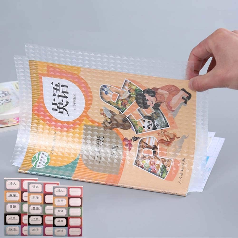 30 Pcs Self Adhesive Book Cover Transparent Protective Sticker for School Notebooks Waterproof Book Covers Roll Plastic Sheets(3 Sizes, 10 Each)