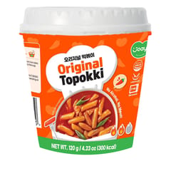 Joayo Original Topokki Instant Rice Cakes with Rich & Spicy Flavorful Savory Sauce 120g Rice Teokboki, Non-Vegetarian (Made In Korea)