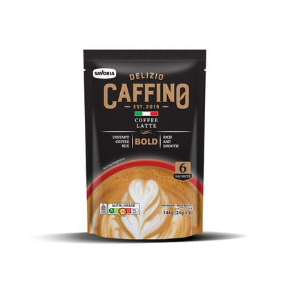 CAFFINO Bold Premium Coffee Latte Strong & Less Sugar, Real Milk & Real Coffee 144g (Imported) Instant Coffee