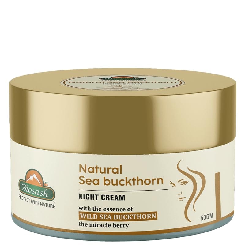 Biosash Natural Seabuckthorn Night Cream 50g – Hydrating & Revitalizing Moisturizer for Face, with Organic Seabuckthorn Oil, Vitamin C & E, Anti-Aging Formula