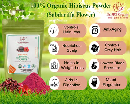 Dr. JPG Organic Herbals  Hibiscus Powder India Organic Certified 114g Pack of 2