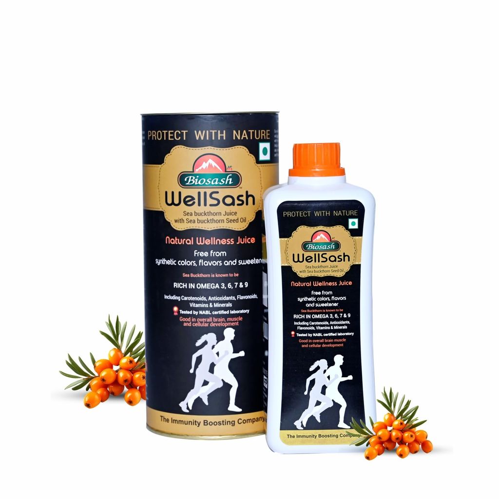  Biosash WELLSASH Sea Buckthorn Juice 250ml | Certified Organic & Cold-Pressed | Rich in Omega 3 6 7 9, Vitamins & Antioxidants |No Added Sugar| Daily Wellness Drink for Immunity & Vitality |50 Serves