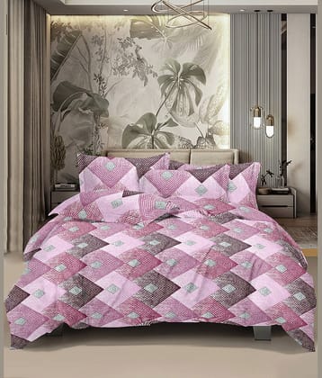 HONOR YOUR HOME Cotton 1 Double Bedsheet with 2 Pillow Covers ( Pink )