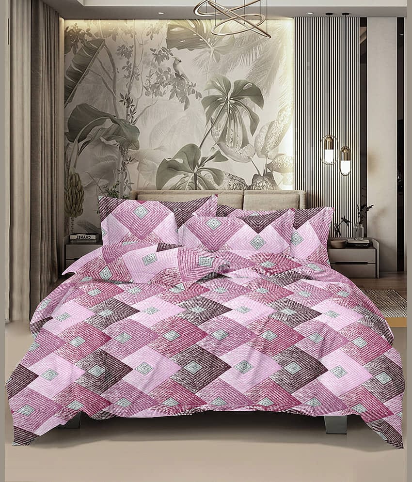 HONOR YOUR HOME Cotton 1 Double Bedsheet with 2 Pillow Covers ( Pink )