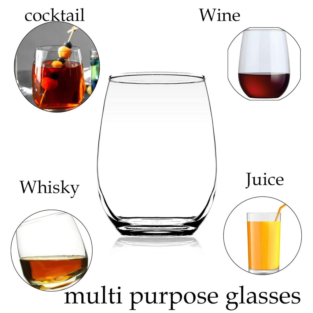 Soft Drinking Glasses |Classic shap Wine Glass |Dessert Cup | Whiskey Tumbler | Perfect for Whisky, Wine, Cocktail, Juice, Water