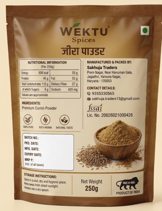 Wektu Spices Pure & Natural Cumin Powder (Jeera Powder).