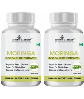 Herbs Library Moringa Extract helps in maintaing Metabolism & Digestion 60 Capsules Each (Pack of 2)