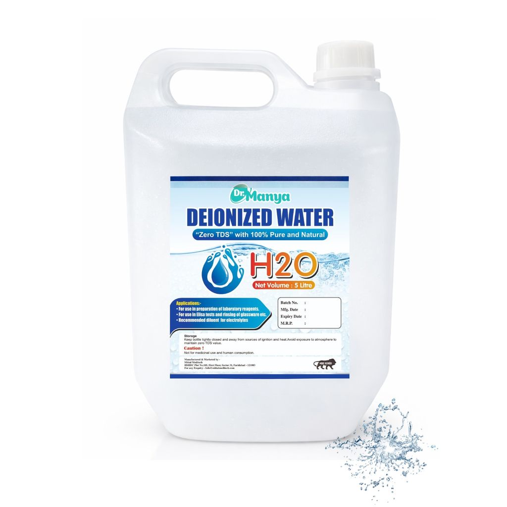 UltraPure Professional DI Water 5L – Ultra High Purity 0 TDS Deionized Water for Laboratory, Medical, Industrial & Battery Applications