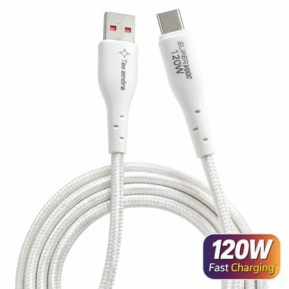 Tarendra 2M USB Type-C Fast Charging Cable 120W  5-Core Copper Wire  Nylon Braided Unbreakable  SuperVOOC VOOC Warp Dash Dart Support  200,000+ Bend  12 Month Warranty