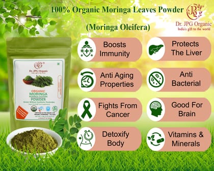 Dr. JPG Organic Herbals Moringa Powder 228g / Moringa Leaf Powder/Healthy Supper Food/Drumstick Leaf Powder INDIA ORGANIC certified / 114g Pack Of 2