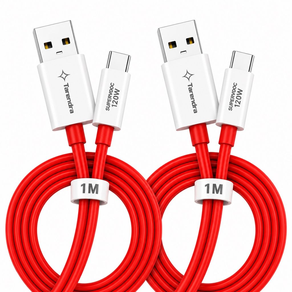 Tarendra 120W 10A USB to Type C Fast Charging Cable 1 Meter | Unbreakable TPE SuperVOOC Data Cable | Fast Charge & Data Sync for OnePlus Oppo Realme Vivo Xiaomi Samsung Type C Devices