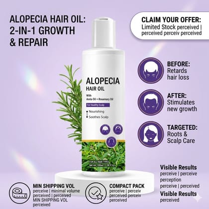 Alopecia Hair Oil for Hair Growth, Hair Fall Control & Scalp Nouriishment - 100ml (Pack of 1) 2-in-1 Advanced Growth & Repair Formula