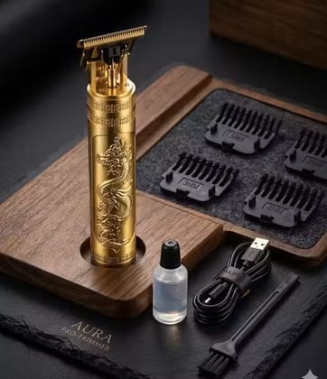 T9 Vintage Professional Hair Trimmer For Men –Golden Body,Cordless,4 Guide Combs,USB Rechargeable,Men'S T9 Golden –Zero Gap Beard & Hair Clipper With Guide Combs