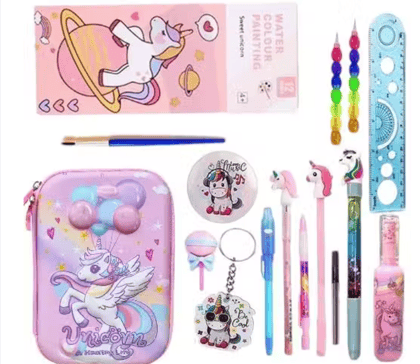Unicorn Pouch with Stationery Pen & Pencil Combo Set for Kids