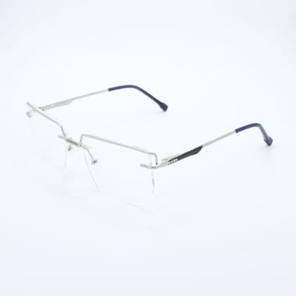 Lensoz Elite X Luxe Rimless Geometric 2 - Narrow - Silver & Master Blue