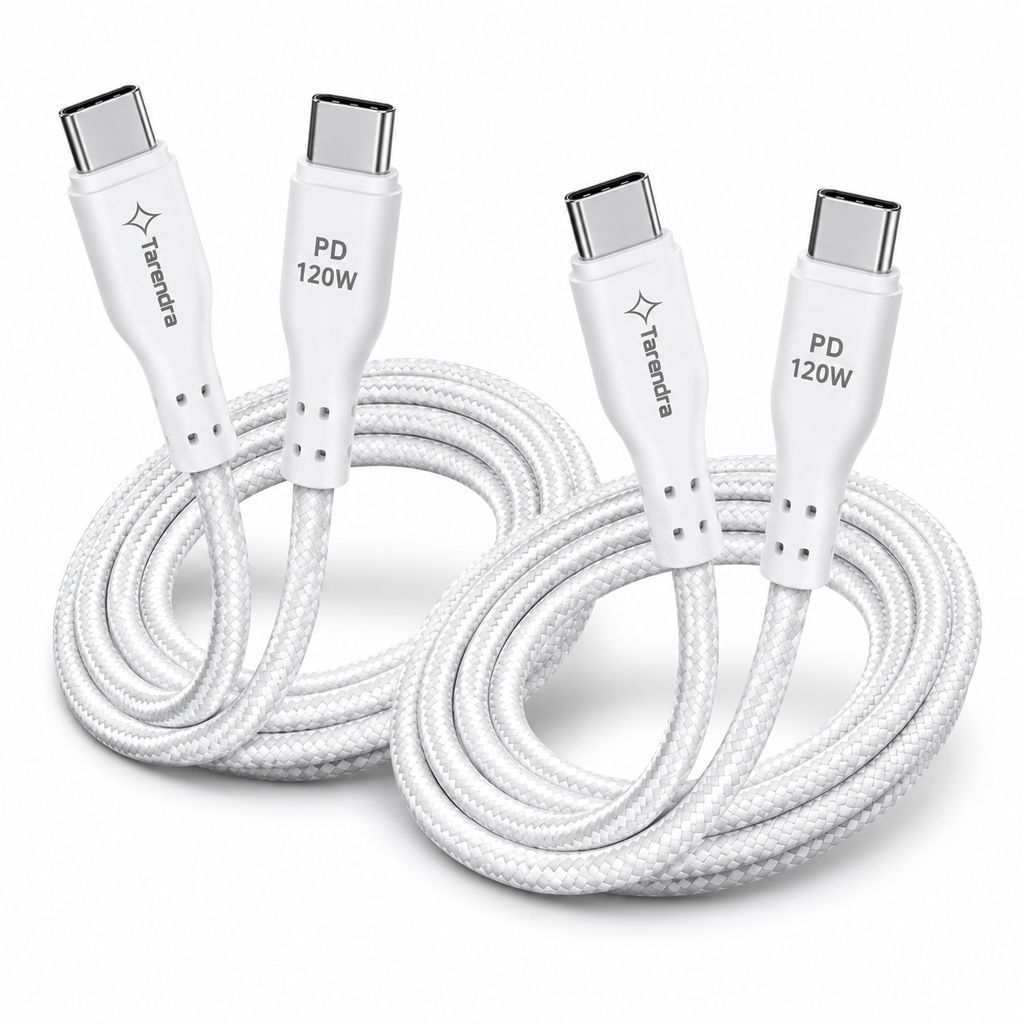 Tarendra Type C to Type C Fast Charging Cable 2 Meter 120W 10A PD Braided USB C Cable for Samsung, OnePlus, Realme, Redmi, Xiaomi, Vivo, Oppo, IQOO & All Type C Devices