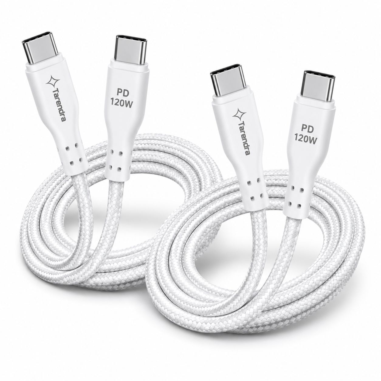 Tarendra Pack of 2 Type C to Type C Fast Charging Cable 2 Meter 120W 10A PD Braided USB C Cable for Samsung, OnePlus, Realme, Redmi, Xiaomi, Vivo, Oppo, IQOO & All Type C Devices